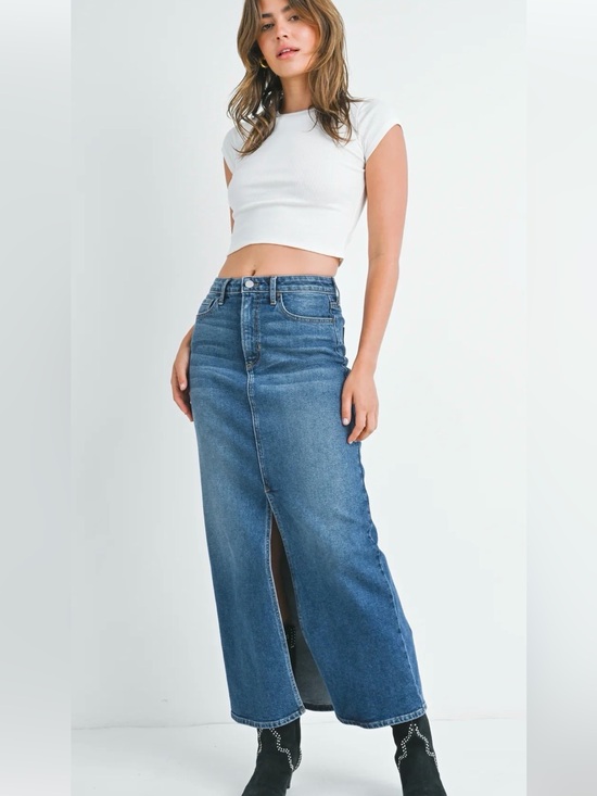 just black denim Dresses & Skirts - Just Black Classic Denim Midi Skirt in Medium Blue